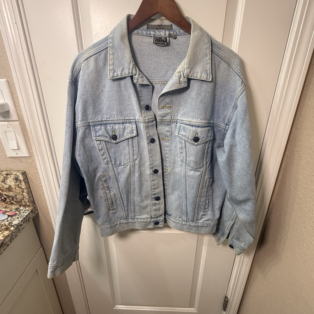Vintage 90s SHPR4 Denim Trucker Jacket Mens XL Light Wash Oversized Malaysia